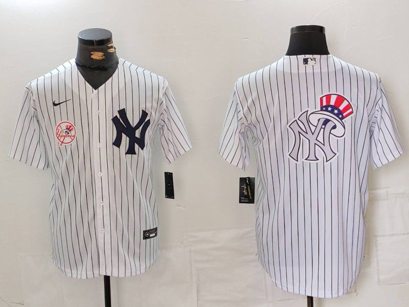 Men New York Yankees Blank White Stripe Game 2024 Nike MLB Jersey style 7->new york yankees->MLB Jersey